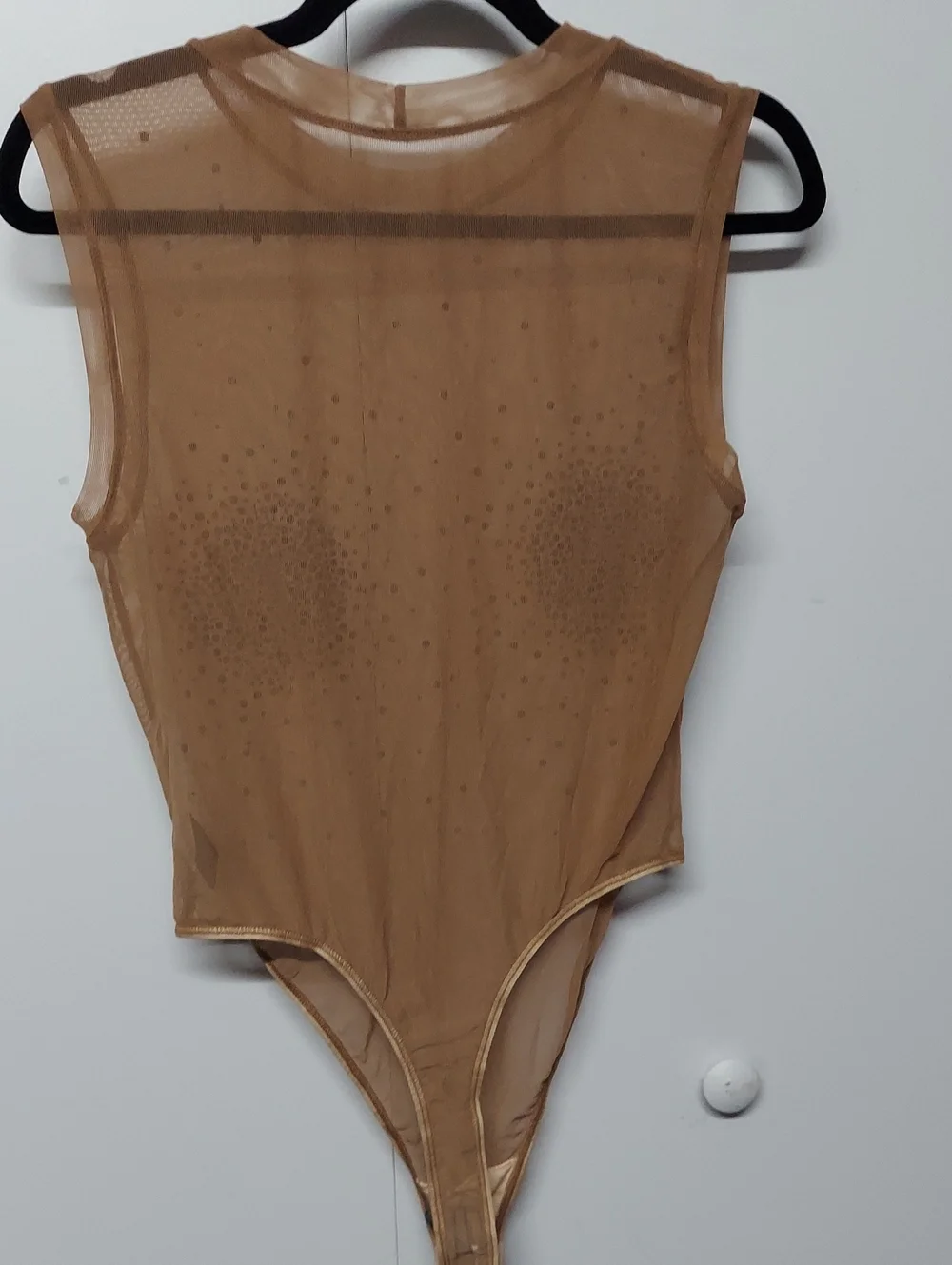 Good American Nude Sheer Embellished Rhinestone Bodysuit Size 3 New